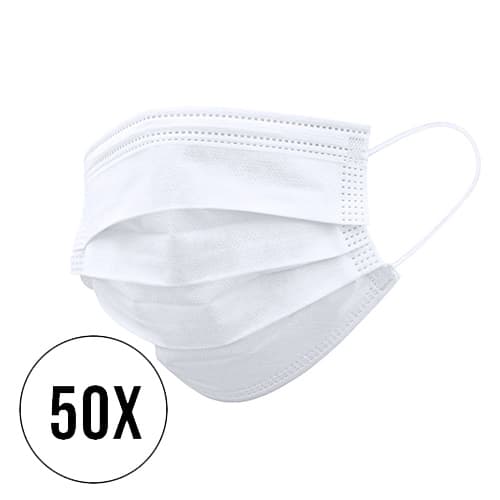 50 x 3-laags wegwerp mondmaskers (niet-medisch) | Wit