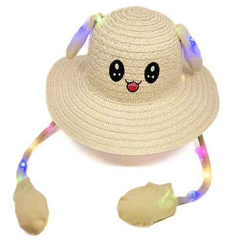 LED kickroll hoedje met flapperende oortjes - Beige